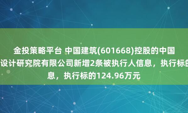 金投策略平台 中国建筑(601668)控股的中国建筑西南勘察设计研究院有限公司新增2条被执行人信息，执行标的124.96万元